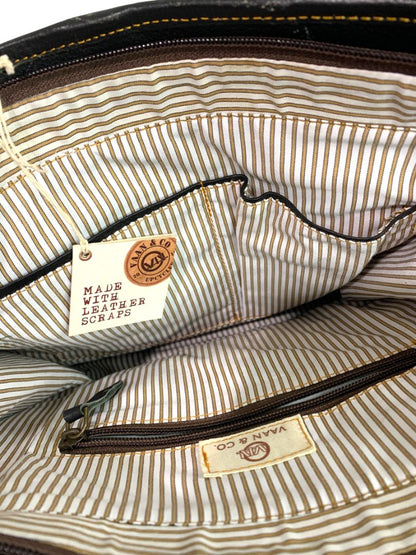 Vaan & Co Upcycled Pieced Leather Fabric Handbag Satchel Crossbody