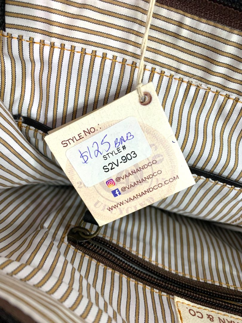 Vaan & Co Upcycled Pieced Leather Fabric Handbag Satchel Crossbody