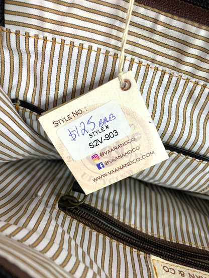 Vaan & Co Upcycled Pieced Leather Fabric Handbag Satchel Crossbody