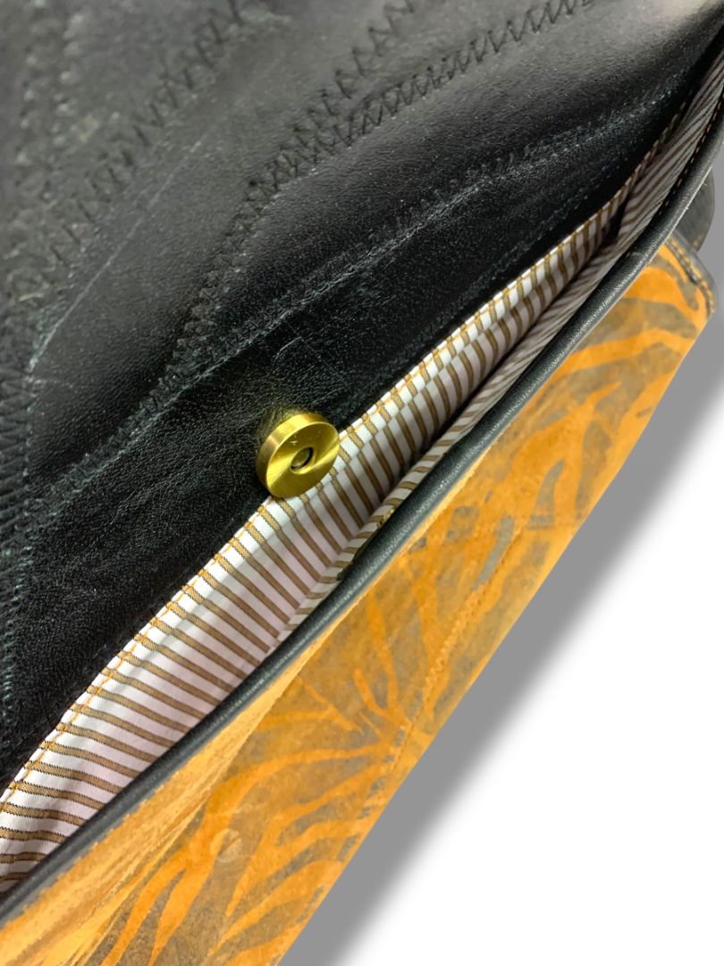 Vaan & Co Upcycled Pieced Leather Fabric Handbag Satchel Crossbody