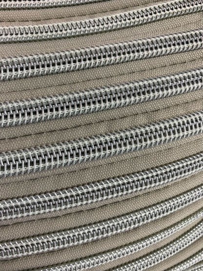 Bam Bags Zipper Purse Beige Silver Tote  Bag Purse Flat Bottom