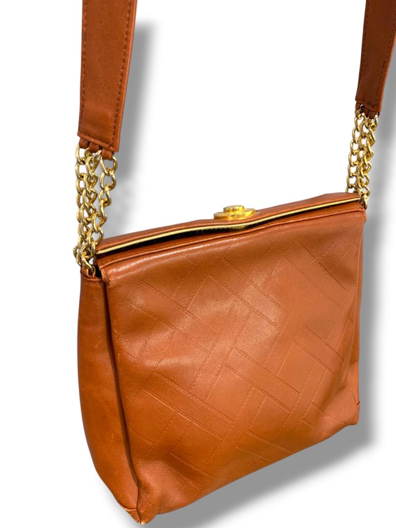 Vintage Fred Hayman Beverly Hills Brown Leather Crossbody Bag