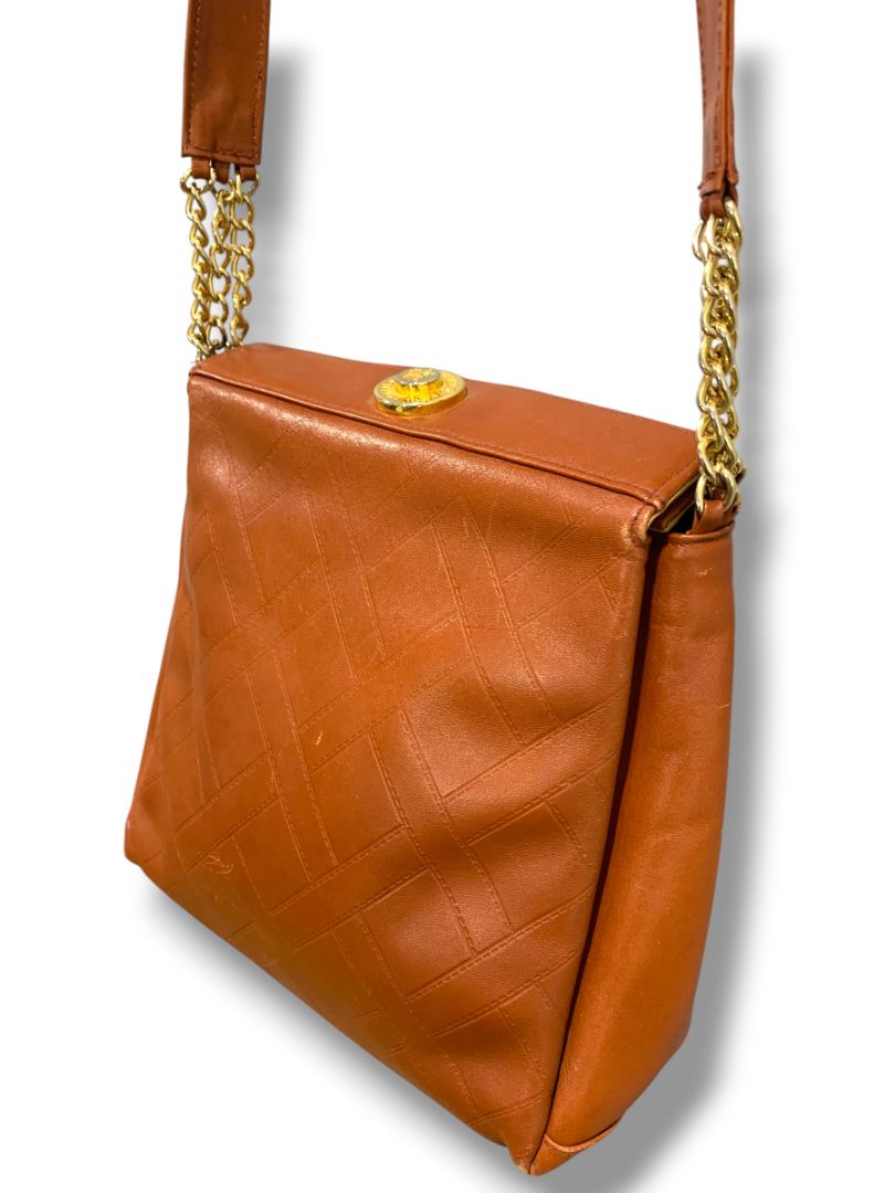 Vintage Fred Hayman Beverly Hills Brown Leather Crossbody Bag