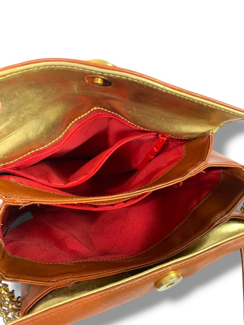 Vintage Fred Hayman Beverly Hills Brown Leather Crossbody Bag