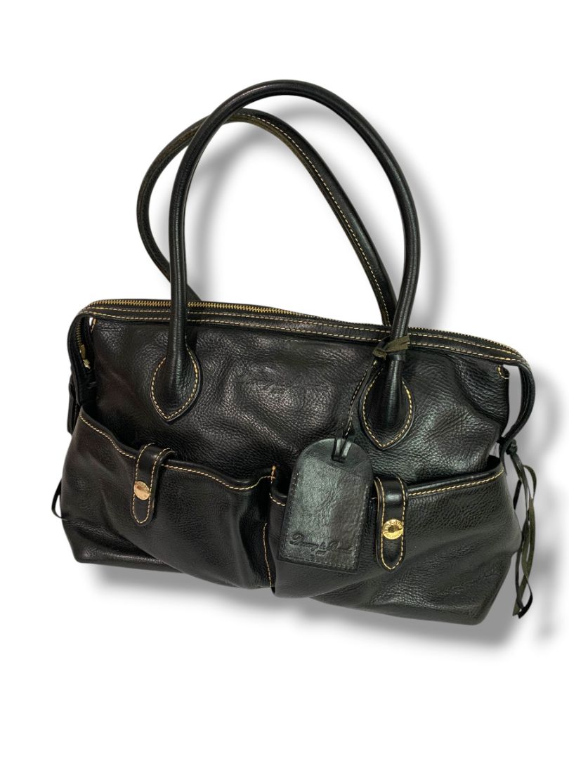 Dooney & Bourke Florentine Vacchetta Leather East West Black Satchel Handbag