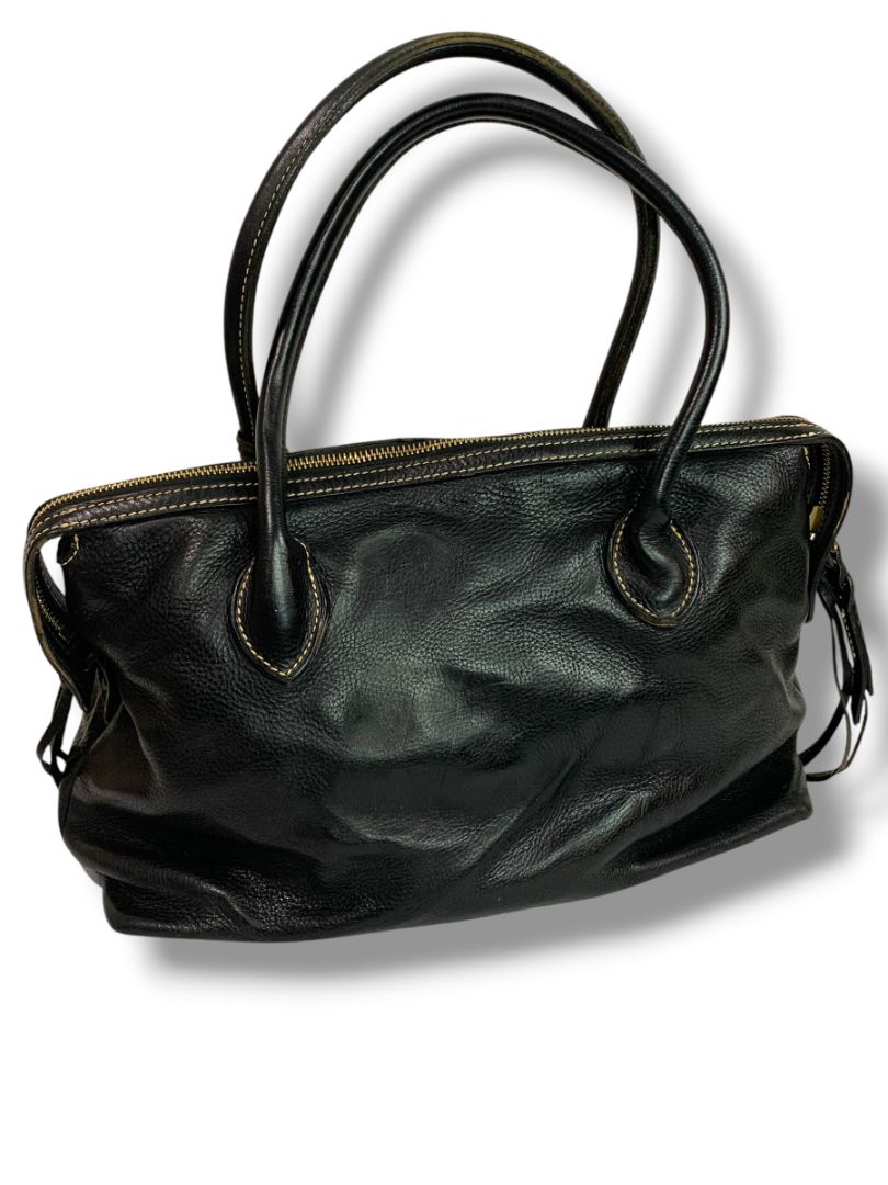 Dooney & Bourke Florentine Vacchetta Leather East West Black Satchel Handbag