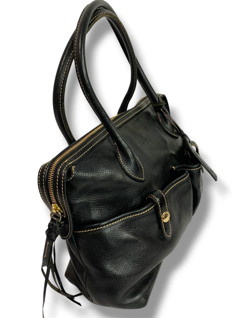 Dooney & Bourke Florentine Vacchetta Leather East West Black Satchel Handbag