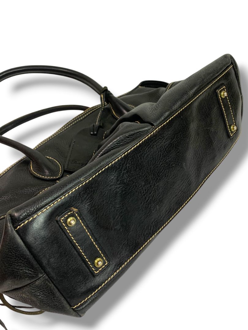 Dooney & Bourke Florentine Vacchetta Leather East West Black Satchel Handbag