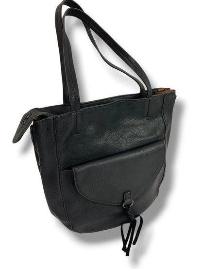 Street Level Womens Faux Black Leather Shoulderbag Zip Top