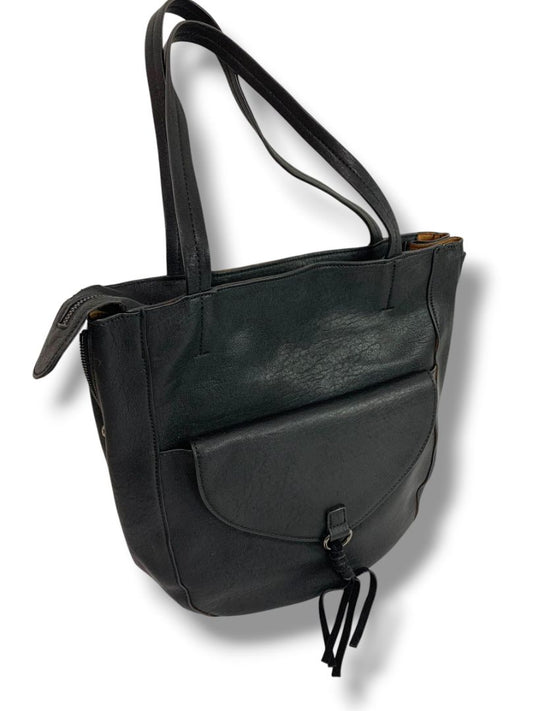 Street Level Womens Faux Black Leather Shoulderbag Zip Top