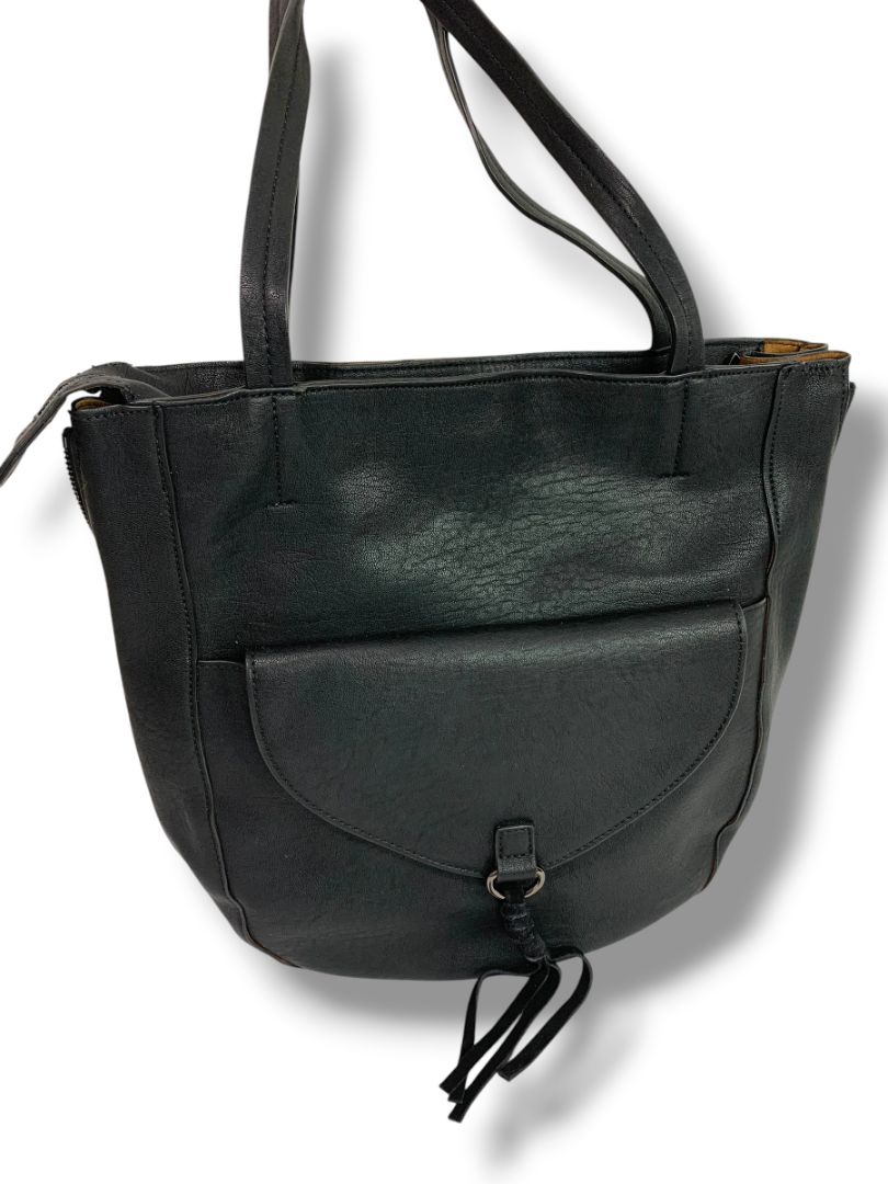 Street Level Womens Faux Black Leather Shoulderbag Zip Top