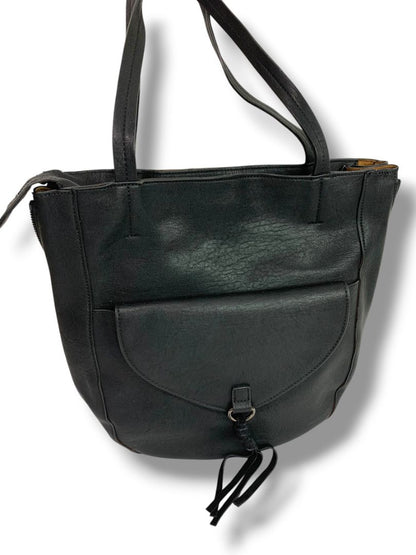 Street Level Womens Faux Black Leather Shoulderbag Zip Top