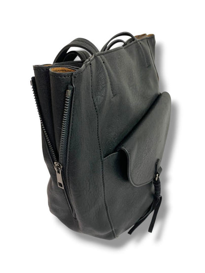 Street Level Womens Faux Black Leather Shoulderbag Zip Top