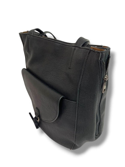 Street Level Womens Faux Black Leather Shoulderbag Zip Top