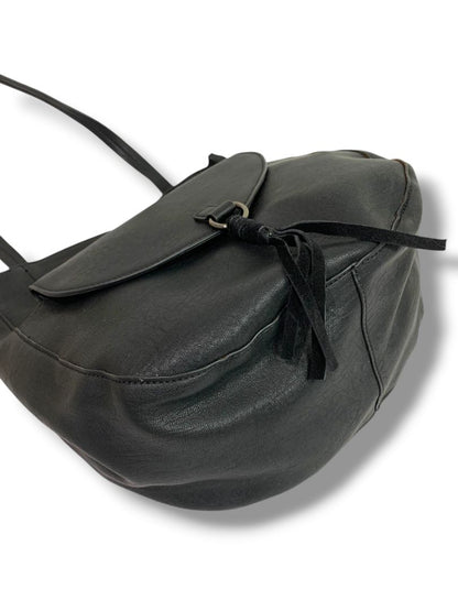 Street Level Womens Faux Black Leather Shoulderbag Zip Top