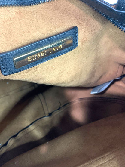 Street Level Womens Faux Black Leather Shoulderbag Zip Top