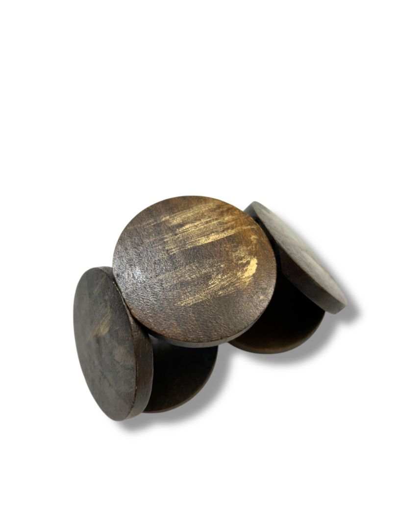 Lot of 2 Stretch Bracelets Boho Style Wooden Circle Spikey Shell