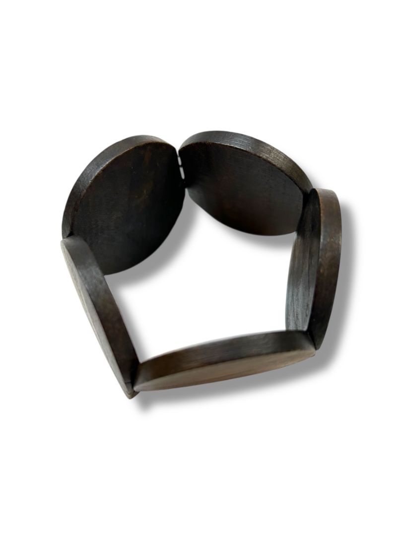 Lot of 2 Stretch Bracelets Boho Style Wooden Circle Spikey Shell