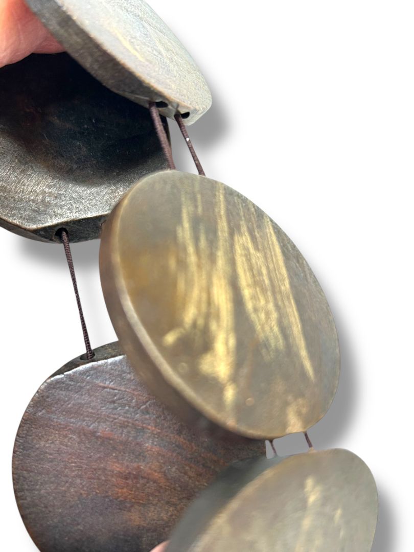 Lot of 2 Stretch Bracelets Boho Style Wooden Circle Spikey Shell