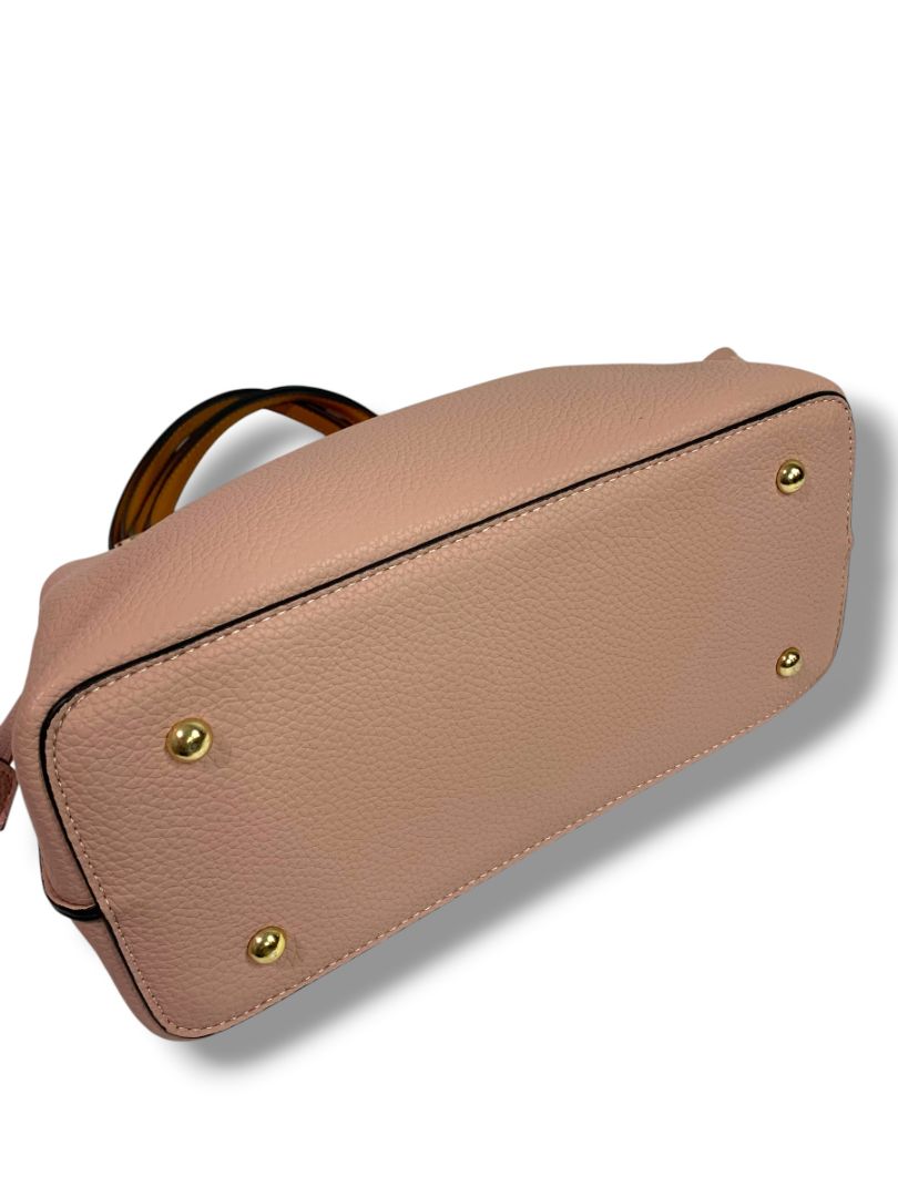 Pink Faux Pebbled Leather Satchel Handbag Removable Crossbody Strap