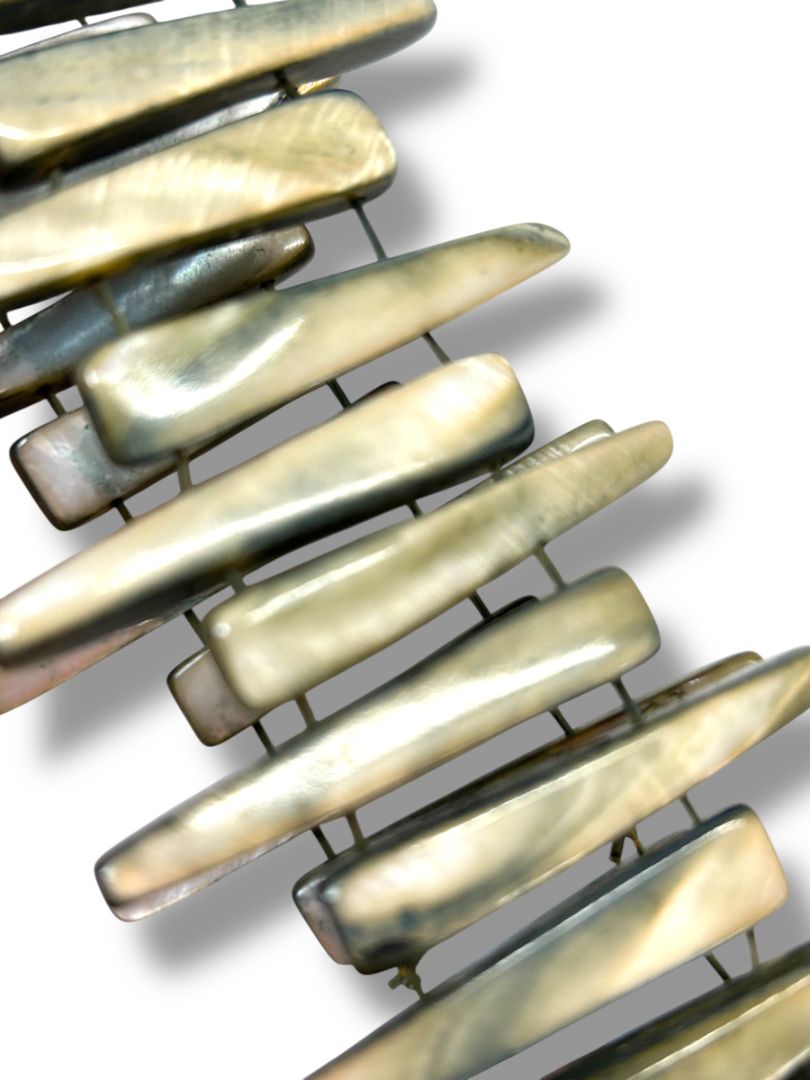 Lot of 2 Stretch Bracelets Boho Style Wooden Circle Spikey Shell