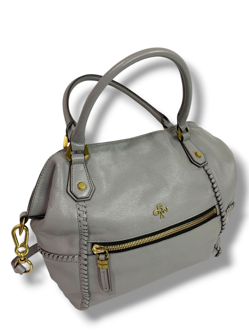 Oryany Gray Pebbled Leather Bag Satchel Removable Shoulder Strap
