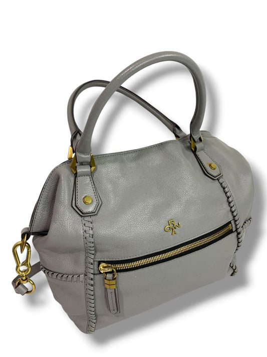 Oryany Gray Pebbled Leather Bag Satchel Removable Shoulder Strap