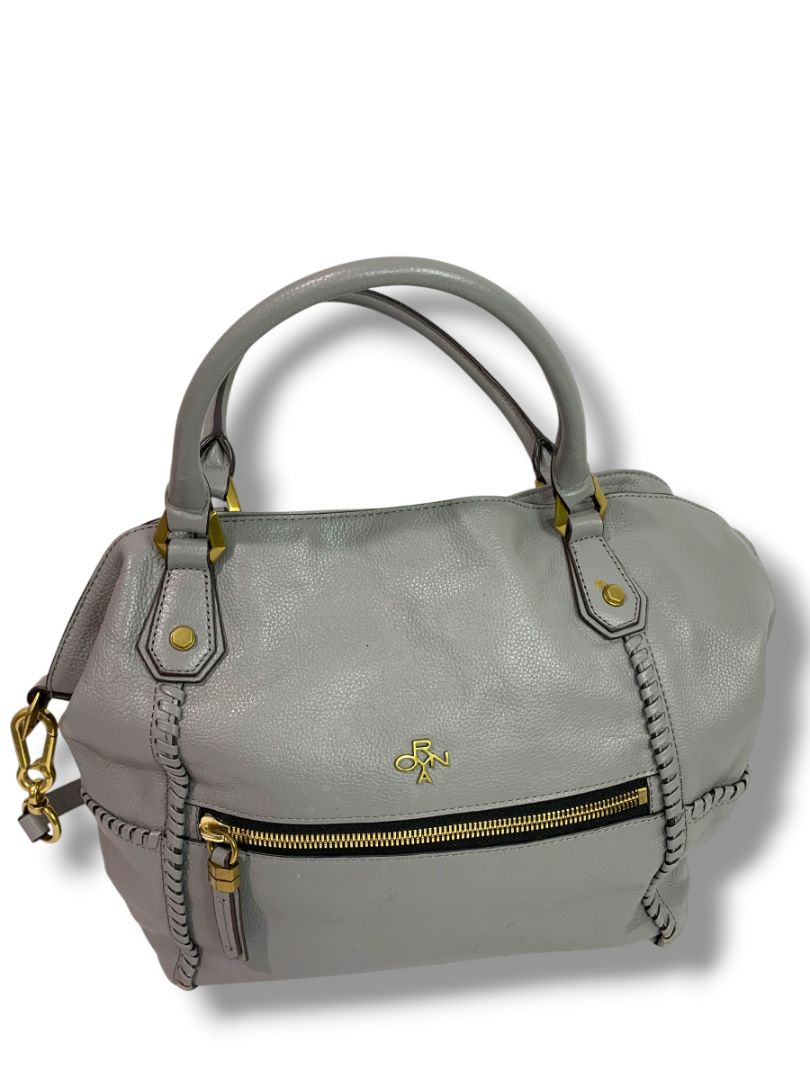Oryany Gray Pebbled Leather Bag Satchel Removable Shoulder Strap