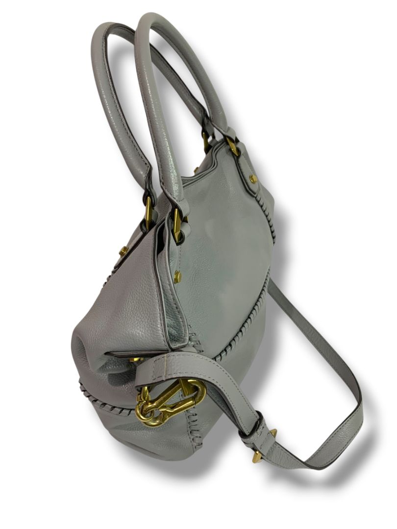 Oryany Gray Pebbled Leather Bag Satchel Removable Shoulder Strap