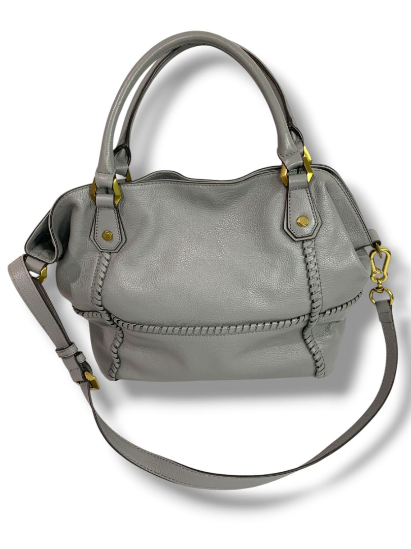 Oryany Gray Pebbled Leather Bag Satchel Removable Shoulder Strap
