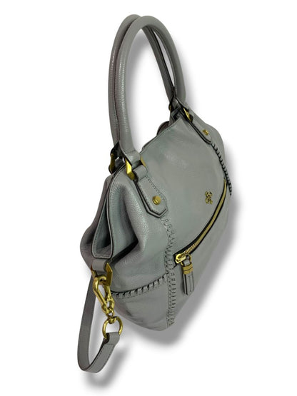 Oryany Gray Pebbled Leather Bag Satchel Removable Shoulder Strap