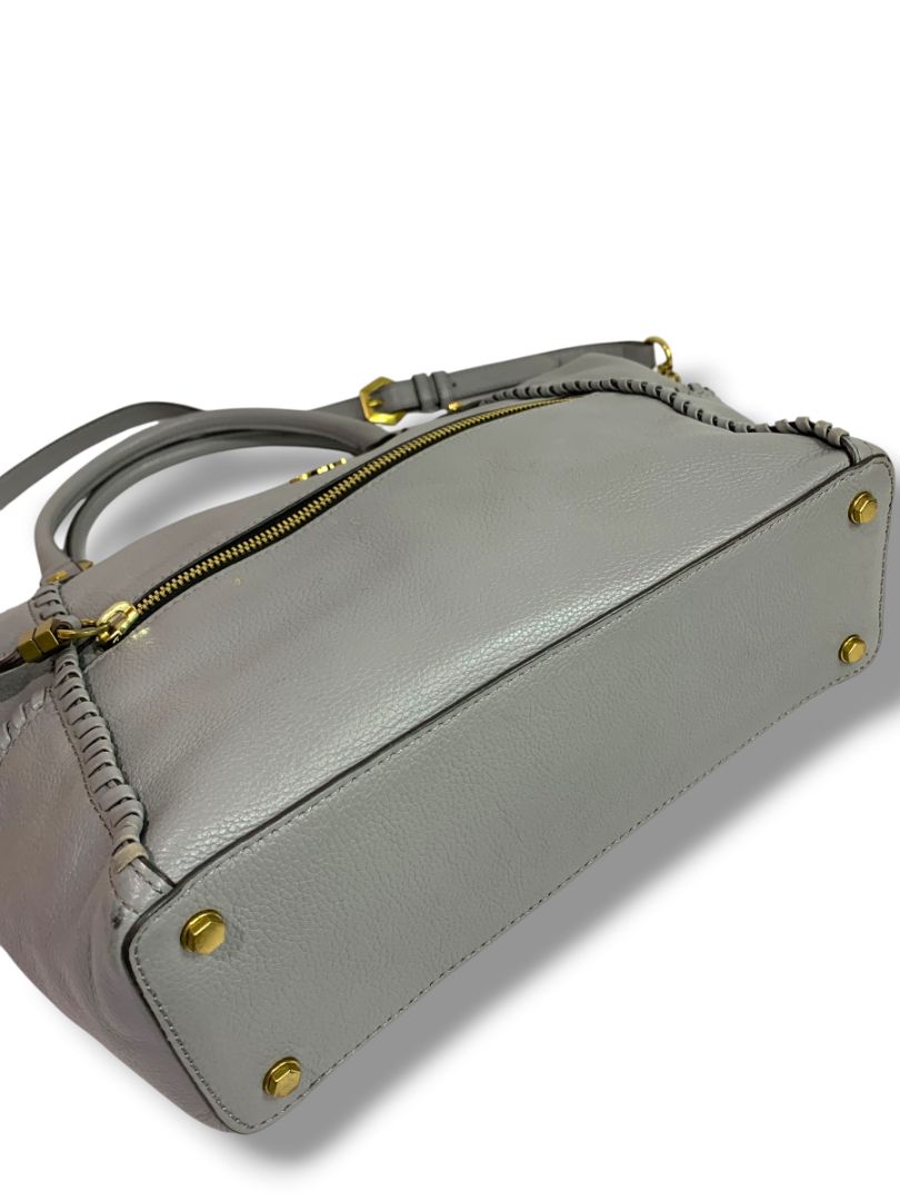 Oryany Gray Pebbled Leather Bag Satchel Removable Shoulder Strap