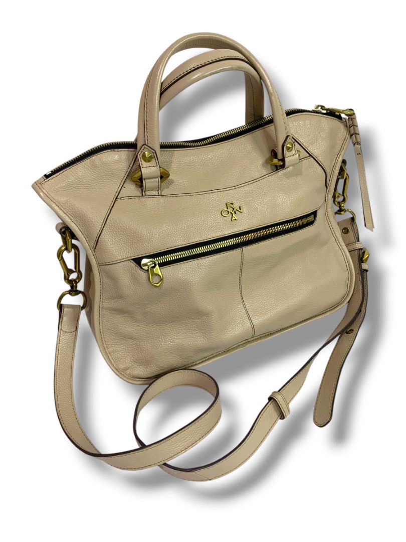 orYANY Sarah Pebbled Leather Handbag Satchel Purse Beige Removable Crossbody Strap