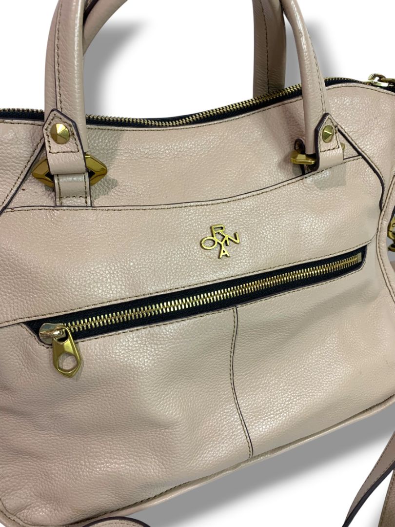 orYANY Sarah Pebbled Leather Handbag Satchel Purse Beige Removable Crossbody Strap