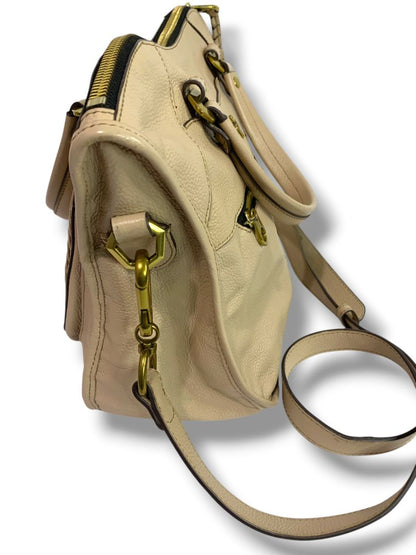 orYANY Sarah Pebbled Leather Handbag Satchel Purse Beige Removable Crossbody Strap