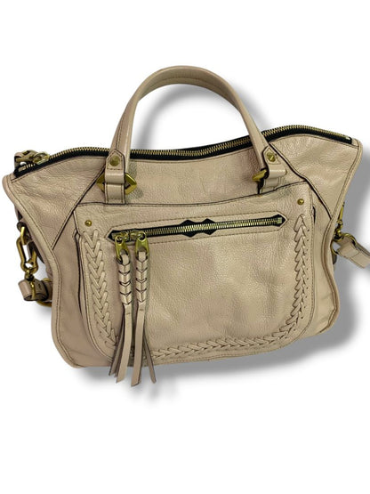 orYANY Sarah Pebbled Leather Handbag Satchel Purse Beige Removable Crossbody Strap