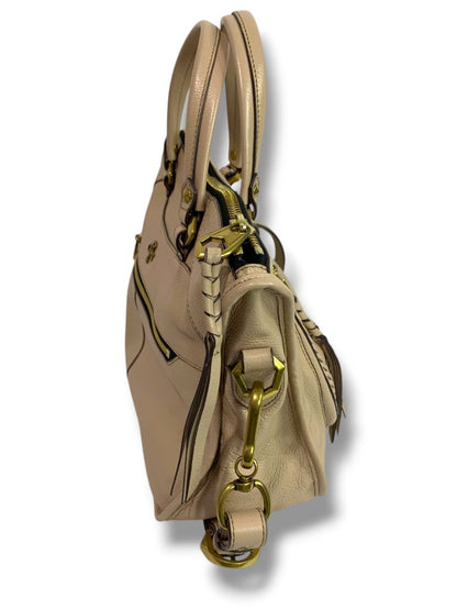 orYANY Sarah Pebbled Leather Handbag Satchel Purse Beige Removable Crossbody Strap