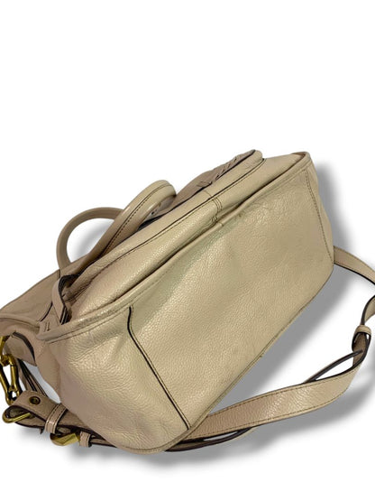 orYANY Sarah Pebbled Leather Handbag Satchel Purse Beige Removable Crossbody Strap