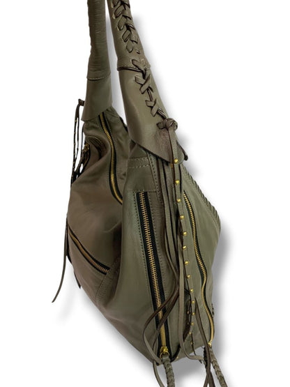 Oryany Michelle Soft Napa Leather Shoulder Bag Smoke Color Hobo