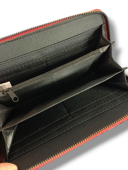 Sasha Red Zip Around Wristlet Wallet Embossed Croc Print Patent Faux Leather