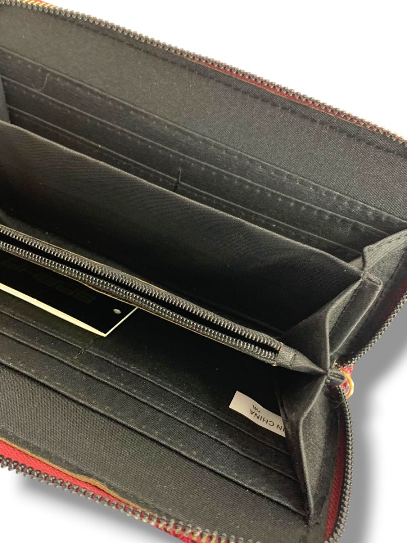 Sasha Red Zip Around Wristlet Wallet Embossed Croc Print Patent Faux Leather