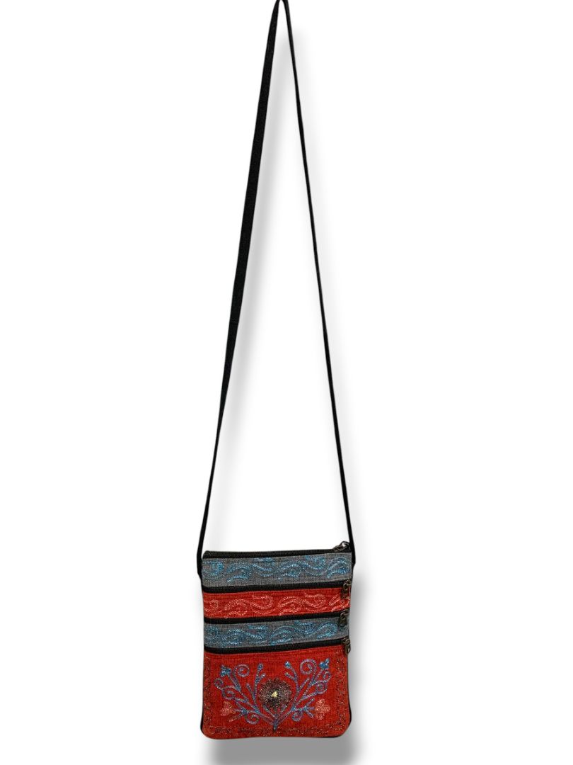 Ganesh Himal Metallic Embroidered Crossbody Bag Multipocket