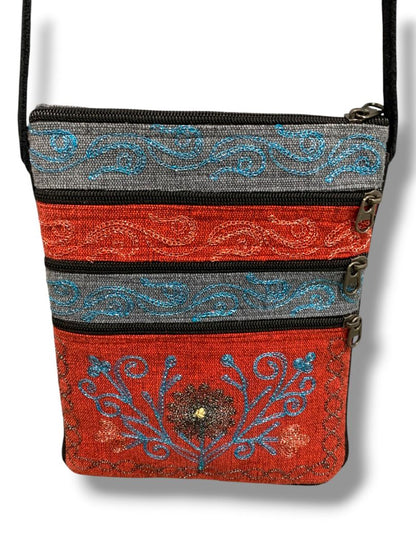 Ganesh Himal Metallic Embroidered Crossbody Bag Multipocket