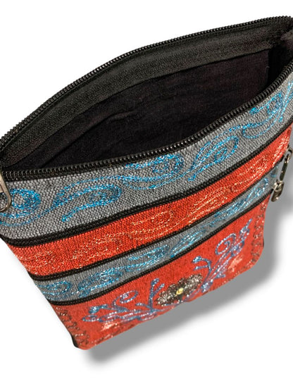 Ganesh Himal Metallic Embroidered Crossbody Bag Multipocket