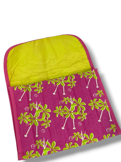 Simply Knitting Needle Case Fabric Hot Pink Green Floral with Needles