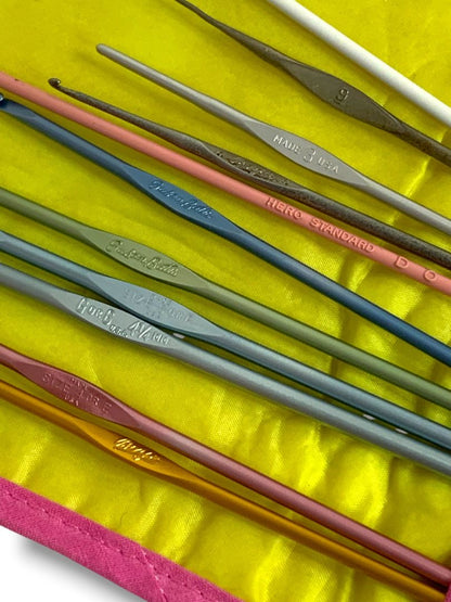 Simply Knitting Needle Case Fabric Hot Pink Green Floral with Needles