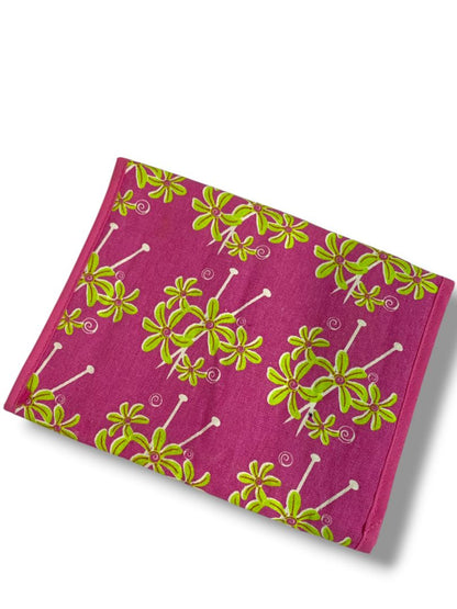 Simply Knitting Needle Case Fabric Hot Pink Green Floral with Needles