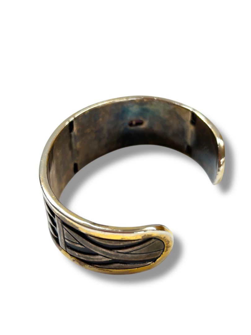 Distressed Boho Open Cuff Bangle Bracelet Embossed Design