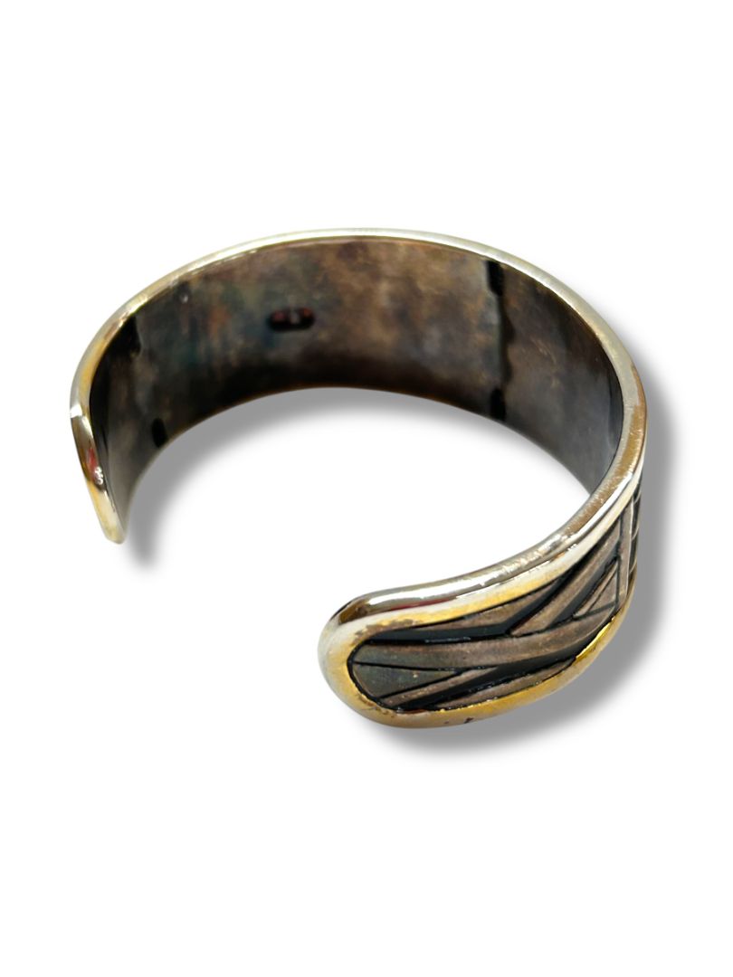 Distressed Boho Open Cuff Bangle Bracelet Embossed Design