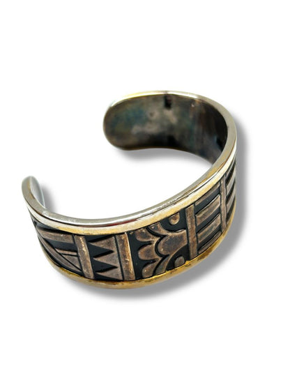 Distressed Boho Open Cuff Bangle Bracelet Embossed Design